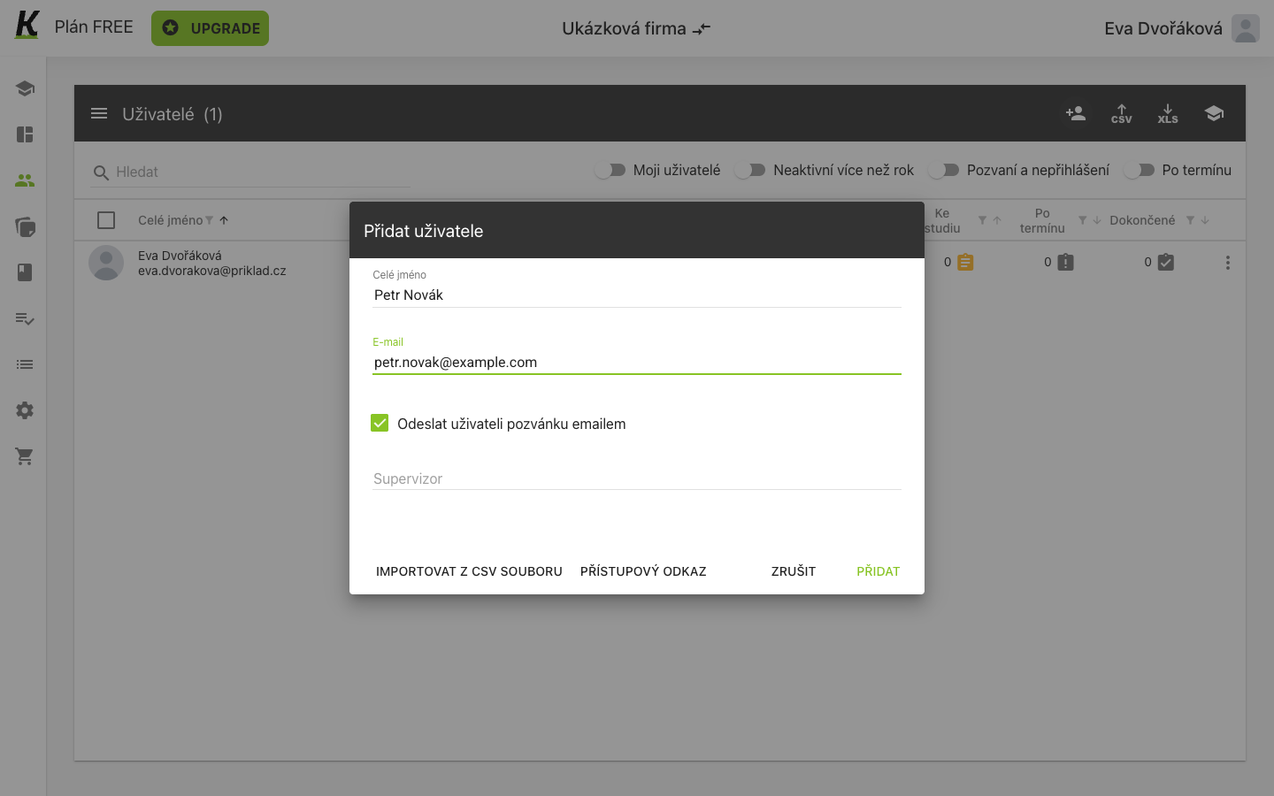 The dialog with a name and address entered